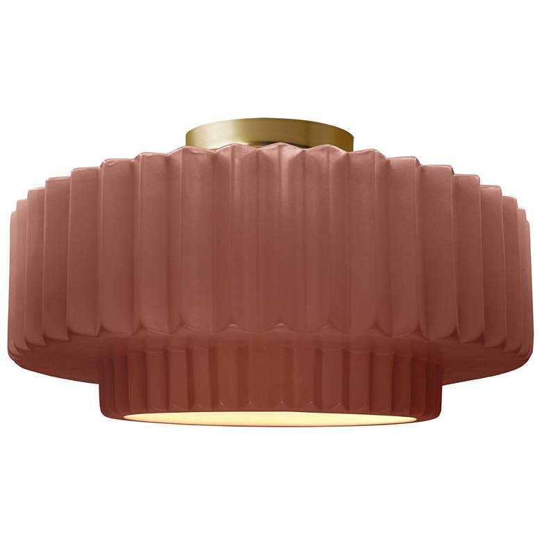 Image 1 Justice Radiance 14 1/2" Brushed Brass Clay Red LED Ceiling Light
