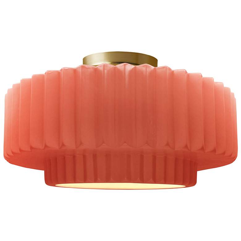 Image 1 Justice Radiance 16 1/2" Brushed Brass Blush Pink LED Ceiling Light