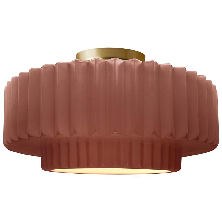 Image 1 Justice Radiance 16 1/2" Brushed Brass Clay Red LED Ceiling Light