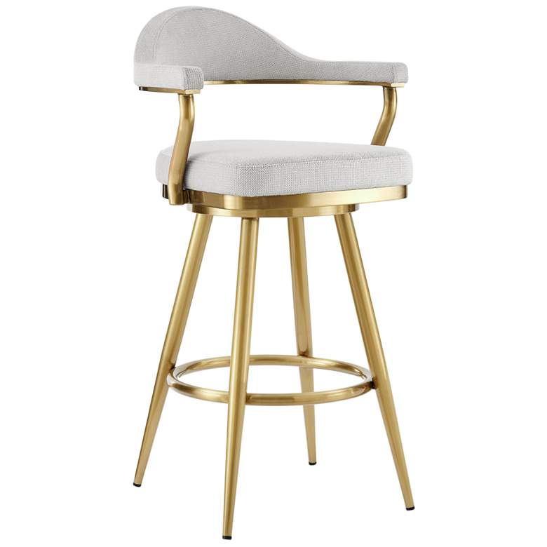 Image 1 Justin 26 in. Swivel Bar Stool in Brushed Stainless Steel, Silver Fabric