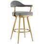 Justin 26 in. Swivel Bar Stool in Stainless Steel, Anchor Gray Fabric