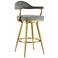 Justin 26 in. Swivel Bar Stool in Stainless Steel, Anchor Gray Fabric
