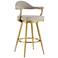 Justin 30 in. Swivel Bar Stool in Brushed Stainless Steel, Taupe Fabric
