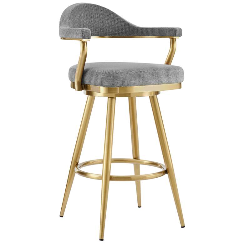 Image 1 Justin 30 in. Swivel Bar Stool in Stainless Steel, Anchor Gray Fabric