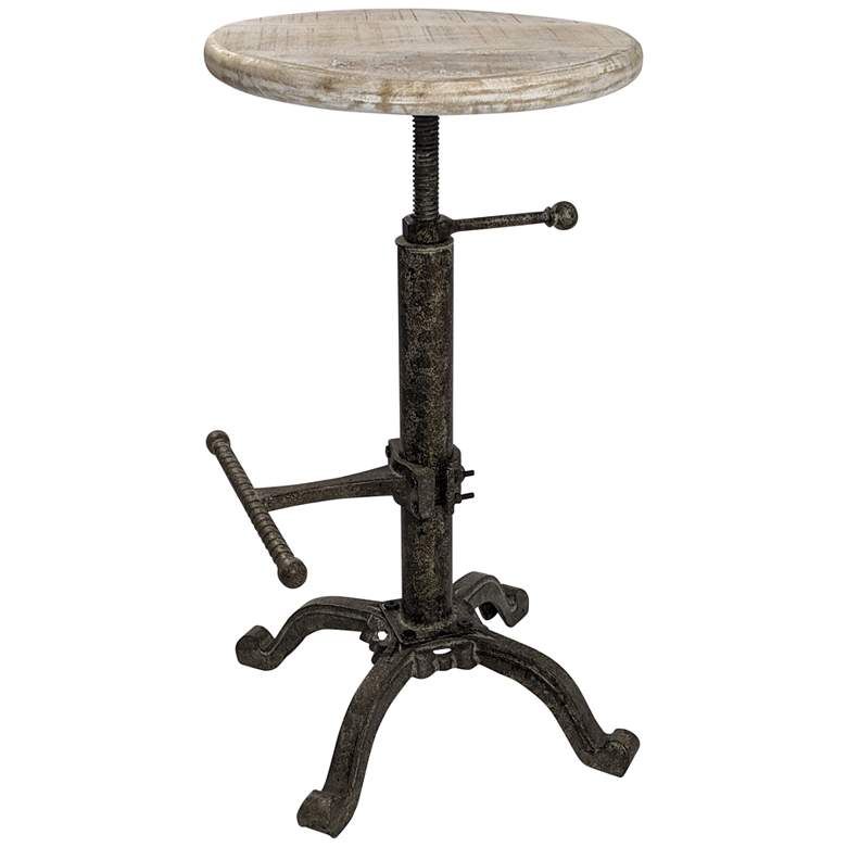 Image 1 Justin Aged Iron Base Natural Driftwood Seat Adjustable Barstool