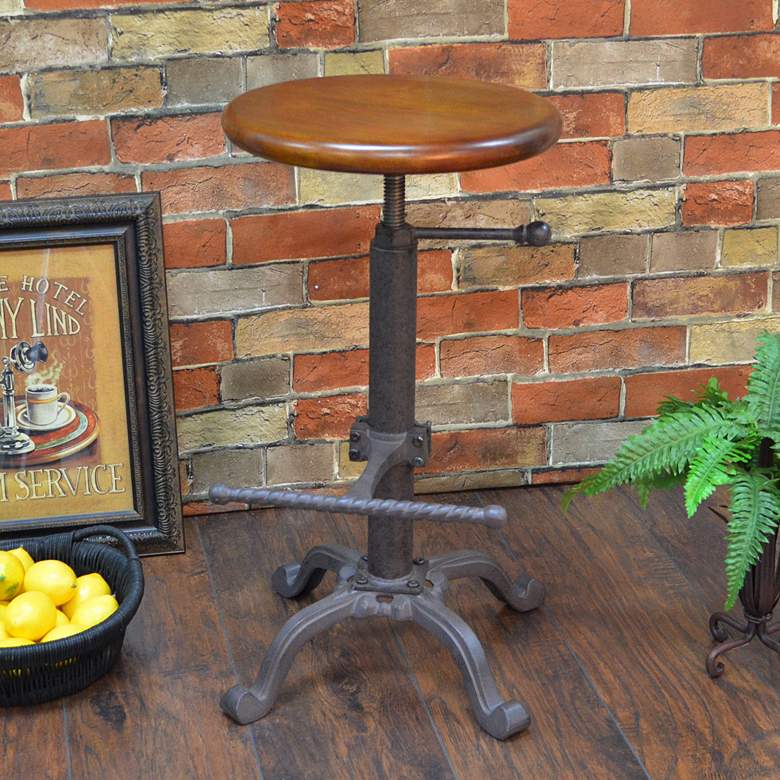 Image 1 Justin Chestnut Wood Swivel Adjustable Stool