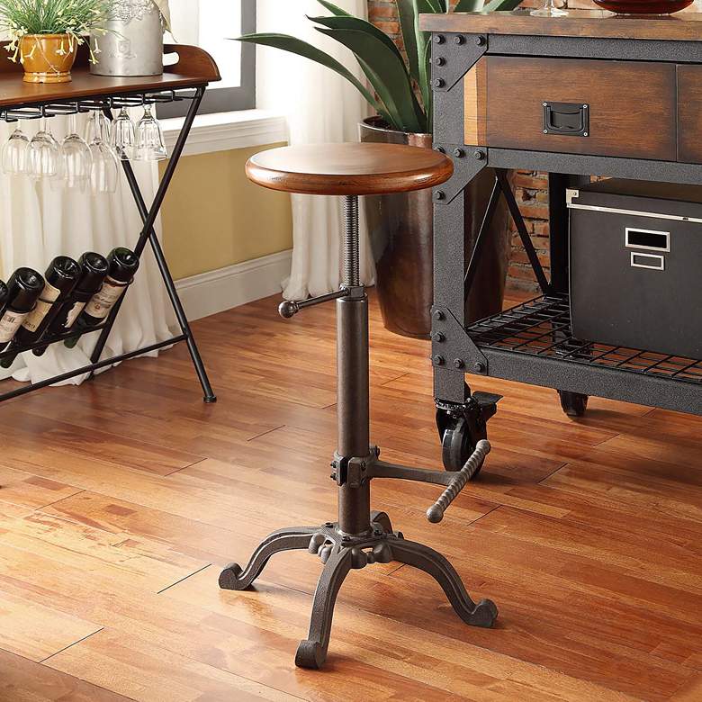 Image 3 Justin Chestnut Wood Swivel Adjustable Stool more views