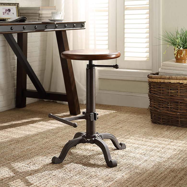 Image 4 Justin Chestnut Wood Swivel Adjustable Stool more views