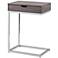 Justin Gray Wood and Chrome C-Shaped 1-Drawer Side Table