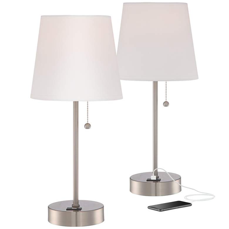 Image 2 Justin Metal Accent USB Lamp Set with Table Top Dimmers