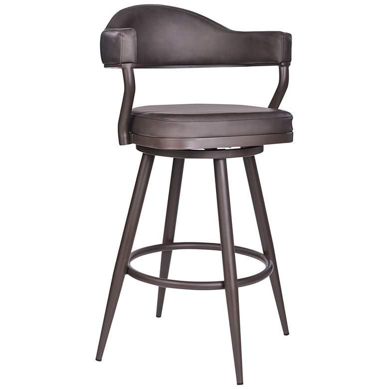 Image 2 Justine 26" Vintage Brown Faux Leather Swivel Counter Stool