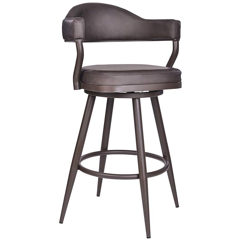 Justine 30&quot; Brown Faux Leather and Brown Metal Bar Stool