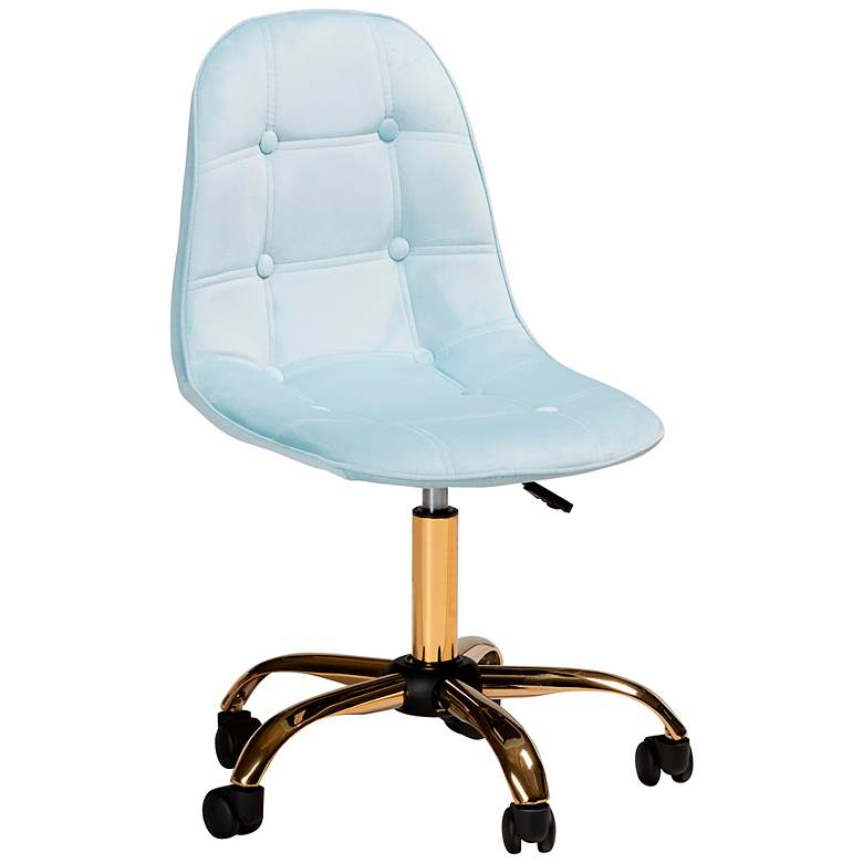 Image 2 Kabira Aqua Velvet Fabric Adjustable Swivel Office Chair
