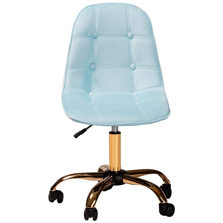 Image 7 Kabira Aqua Velvet Fabric Adjustable Swivel Office Chair more views