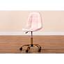 Kabira Pink Velvet Fabric Adjustable Swivel Office Chair