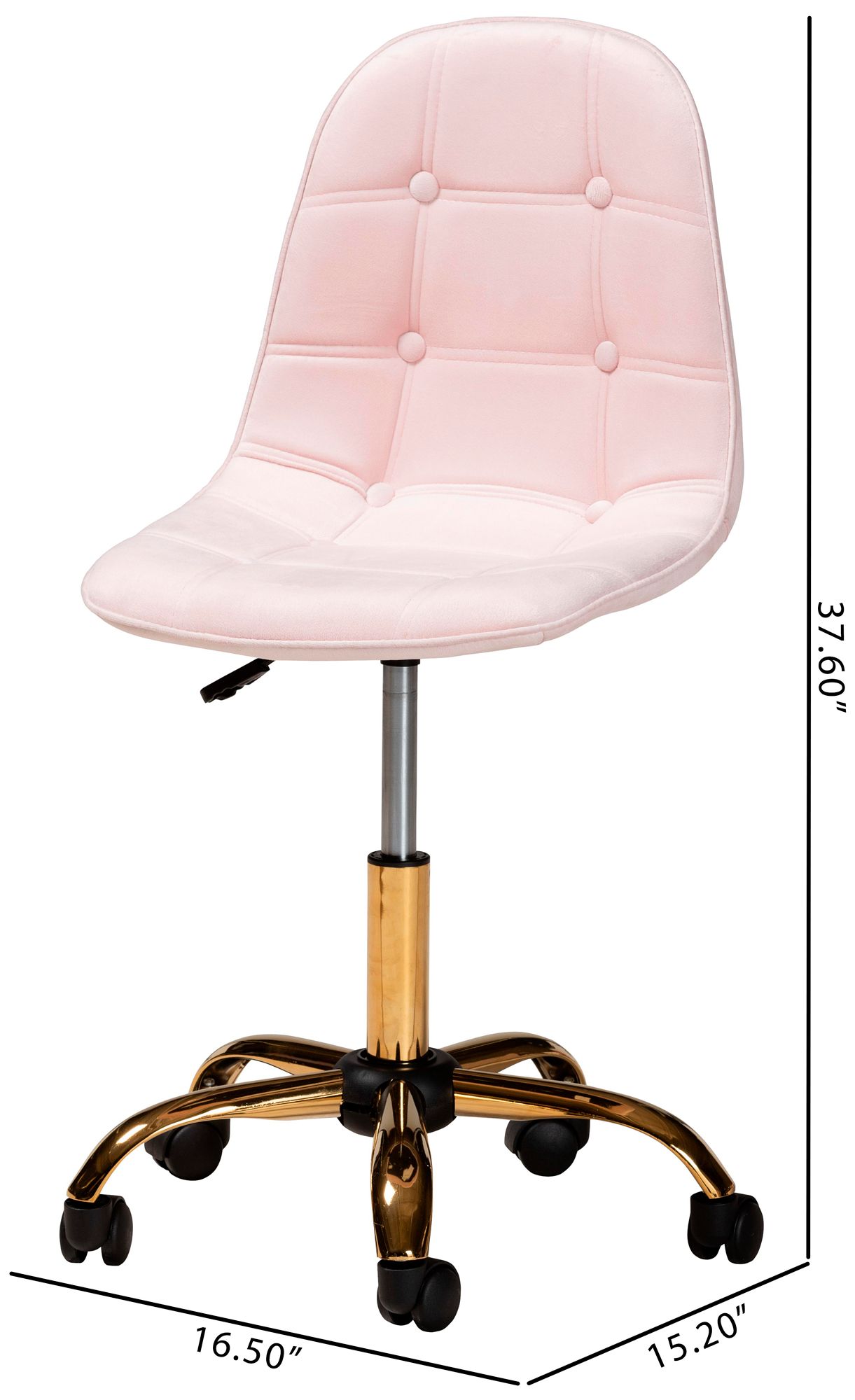 Kabira Pink Velvet Fabric Adjustable Swivel Office Chair