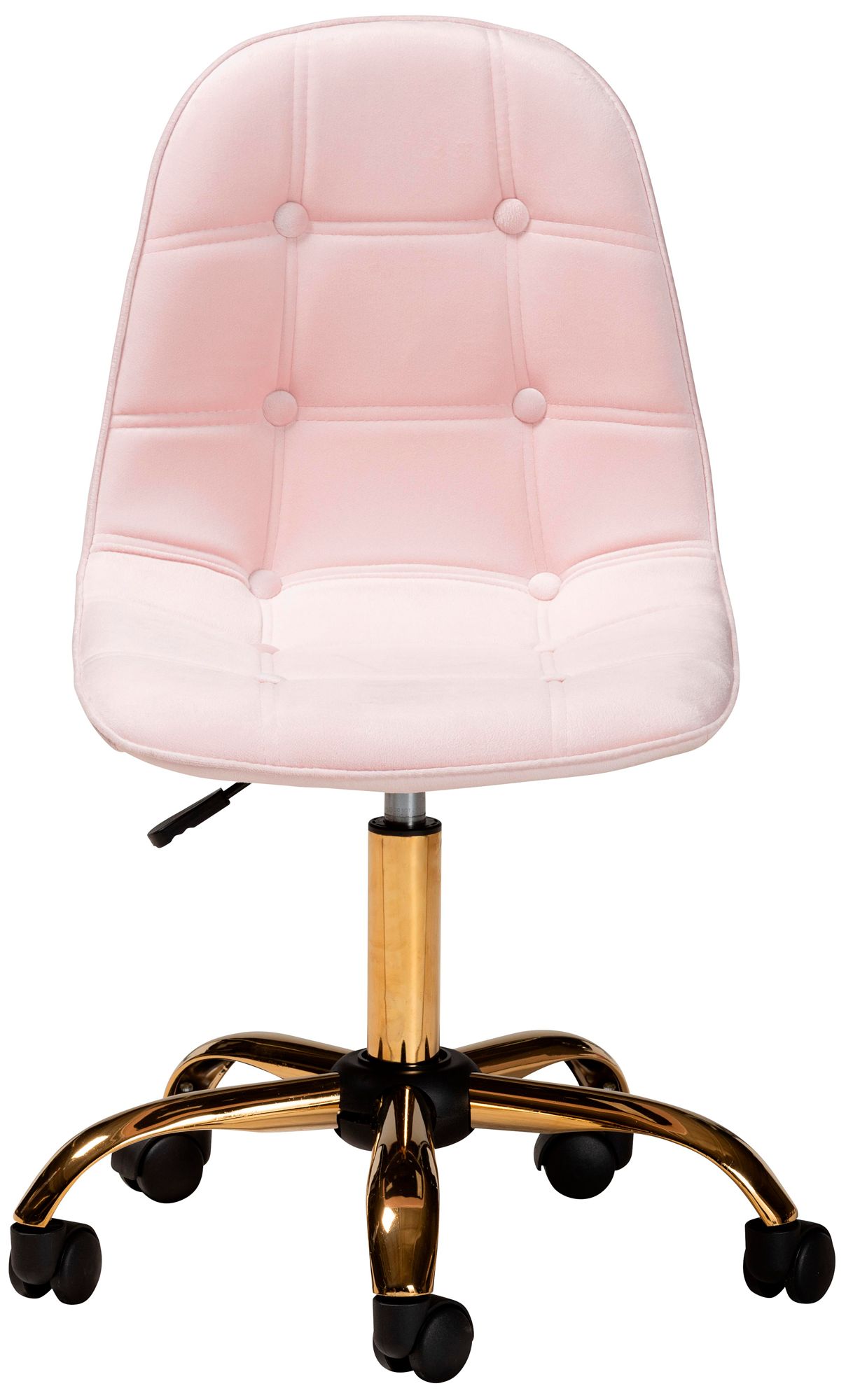 Kabira Pink Velvet Fabric Adjustable Swivel Office Chair