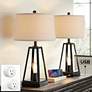 Kacey Dark Metal LED Table Lamps Set of 2 with Smart Sockets