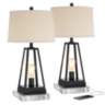 Kacey Metal LED Night Light USB Table Lamps With 8" Square Risers