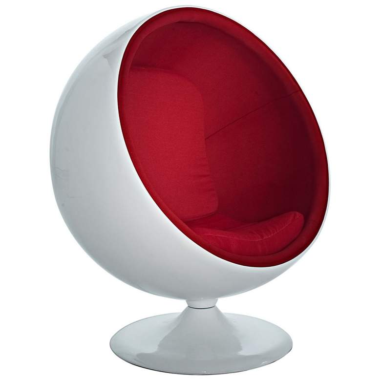 Image 1 Kaddur Red Fabric Modern Ball Lounge Chair