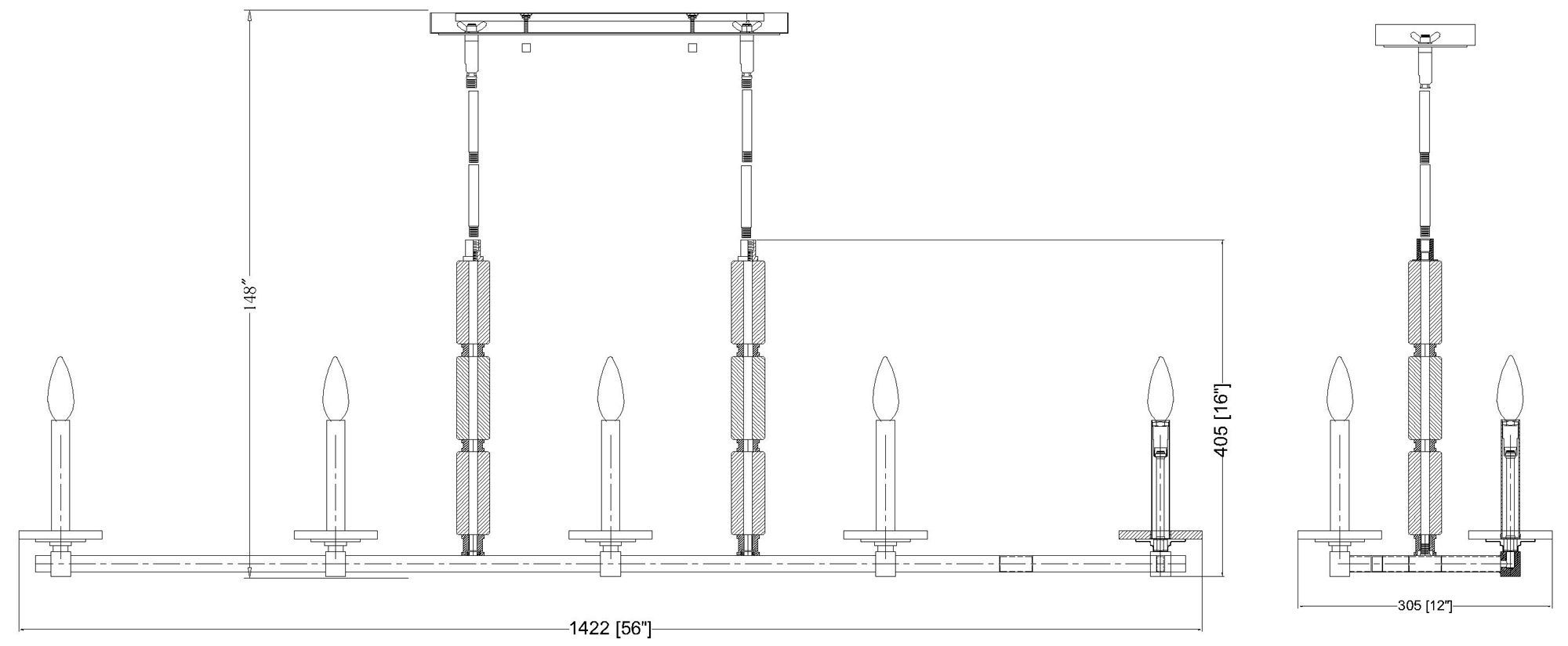 Kaden by Z-Lite Matte Black 10 Light Linear Chandelier