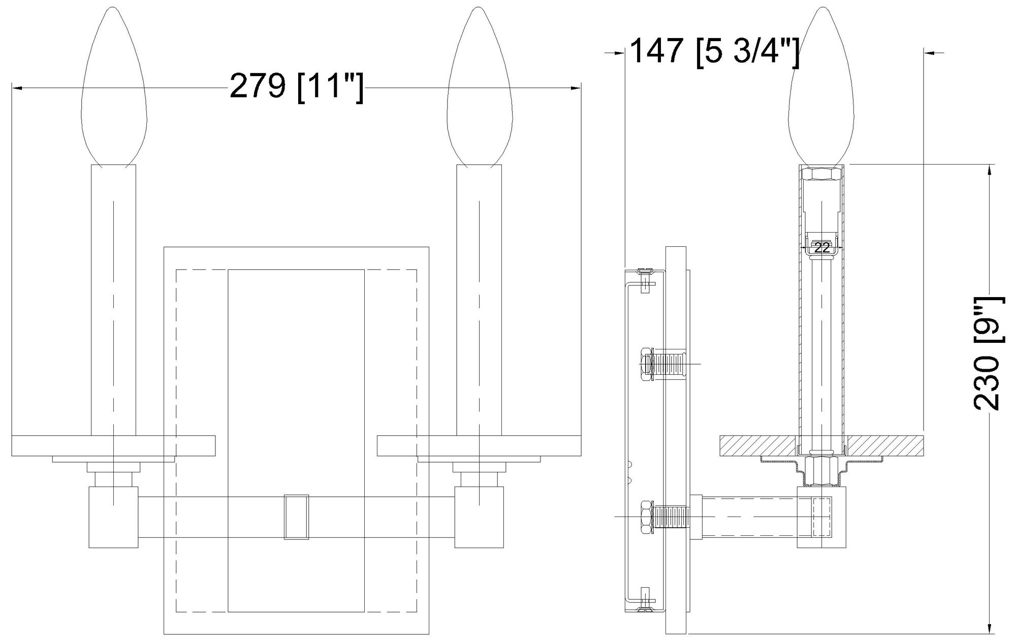 Kaden by Z-Lite Matte Black 2 Light Wall Sconce