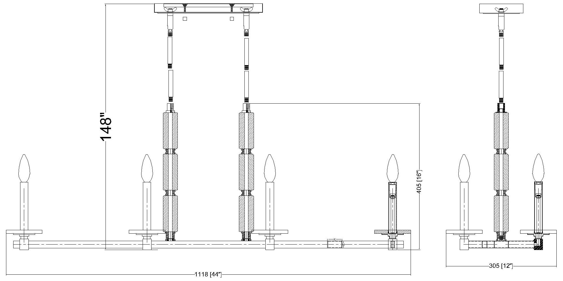 Kaden by Z-Lite Modern Gold 8 Light Linear Chandelier