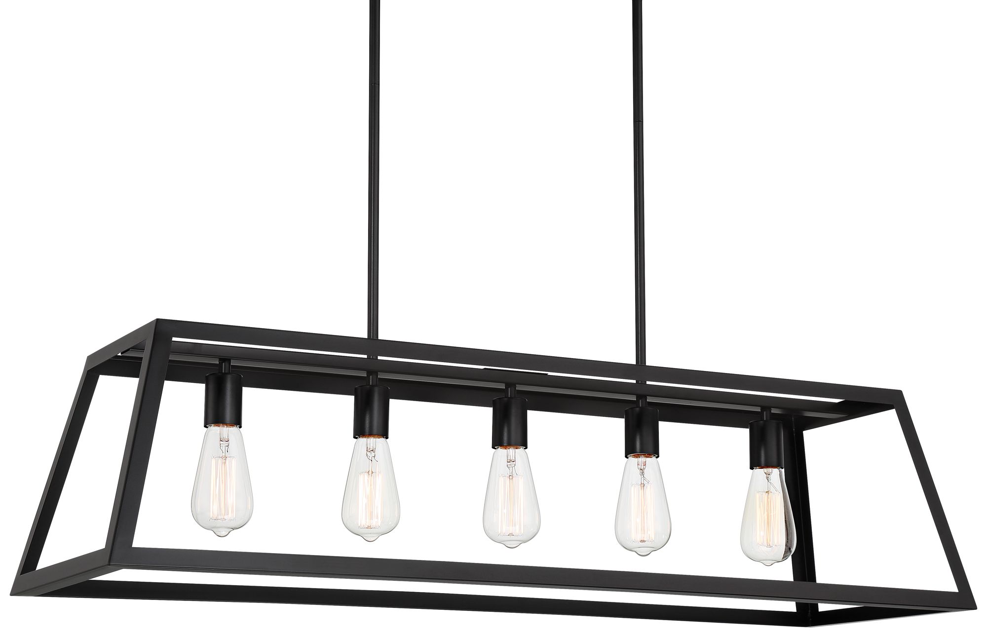 Image 2 Kadera 40" Wide Semi Gloss Black 5-Light Island Pendant