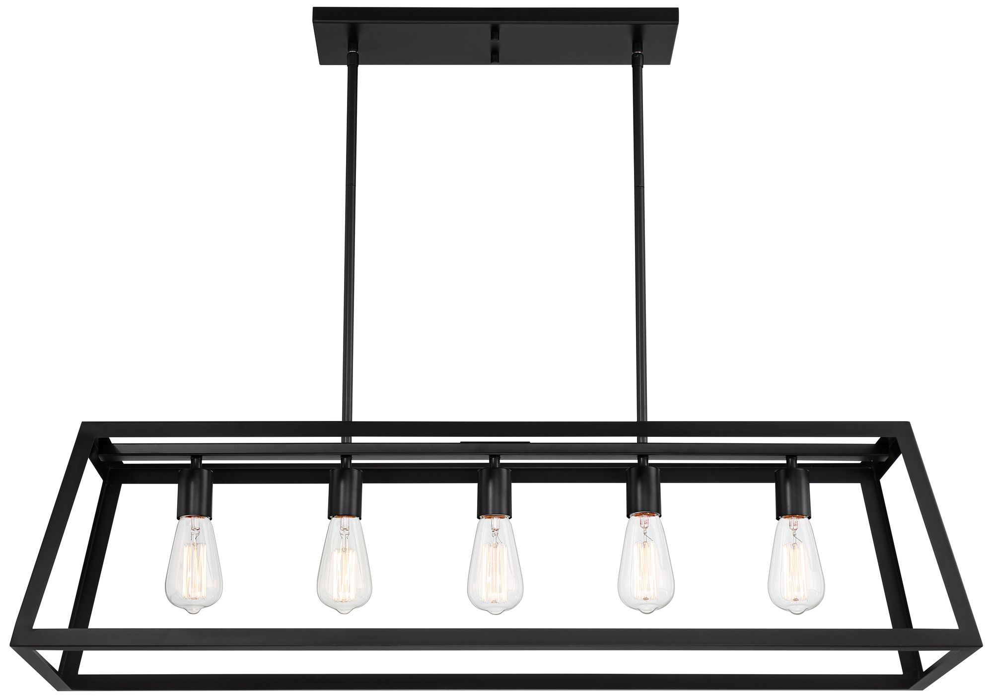 Image 5 Kadera 40" Wide Semi Gloss Black 5-Light Island Pendant more views