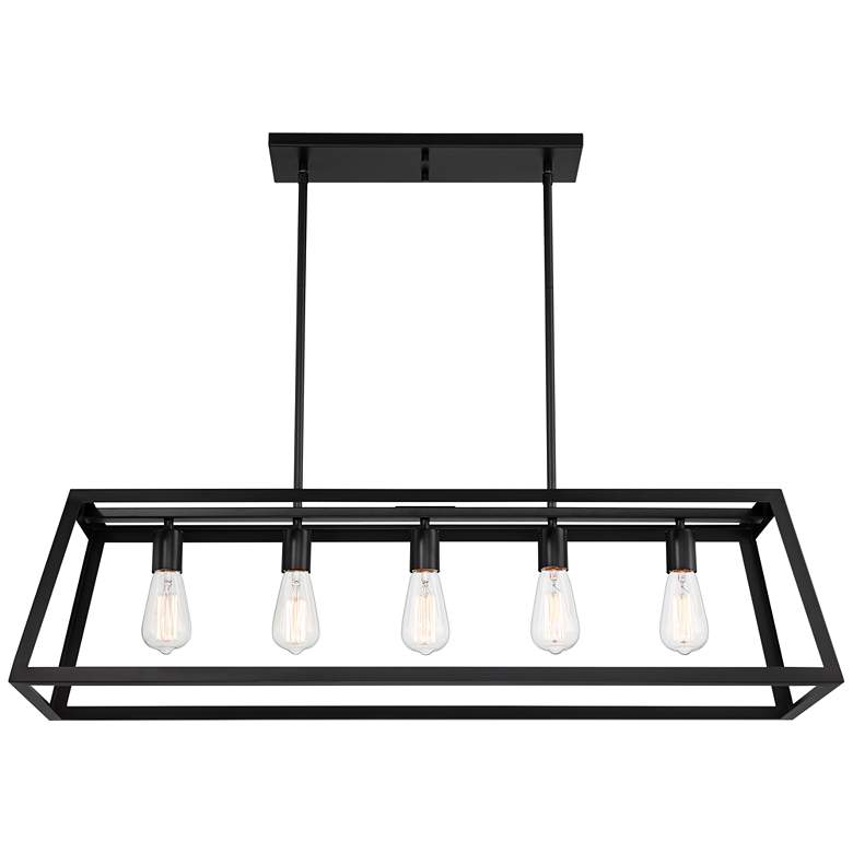 Image 5 Kadera 40" Wide Semi Gloss Black 5-Light Island Pendant more views