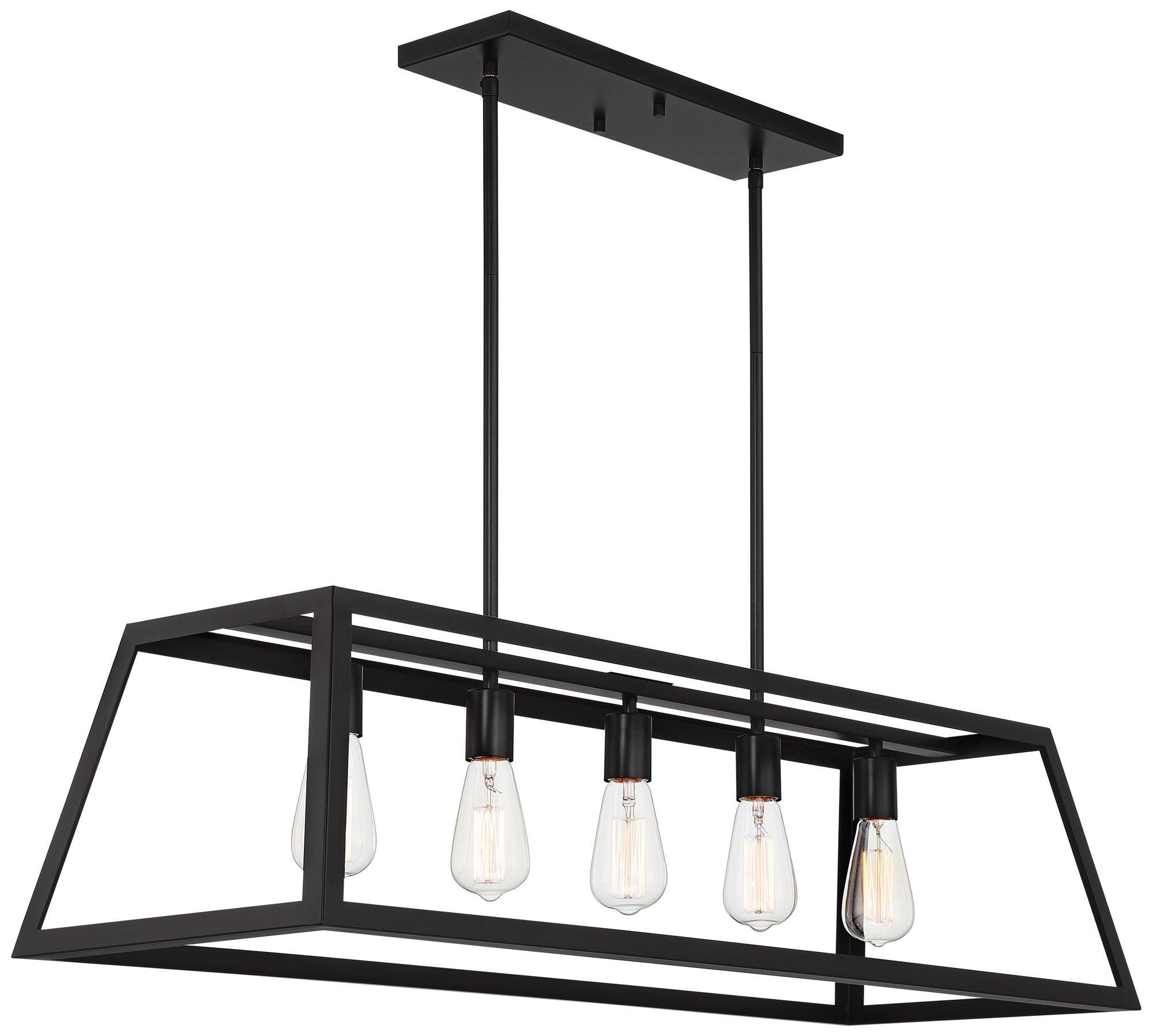 Image 6 Kadera 40" Wide Semi Gloss Black 5-Light Island Pendant more views
