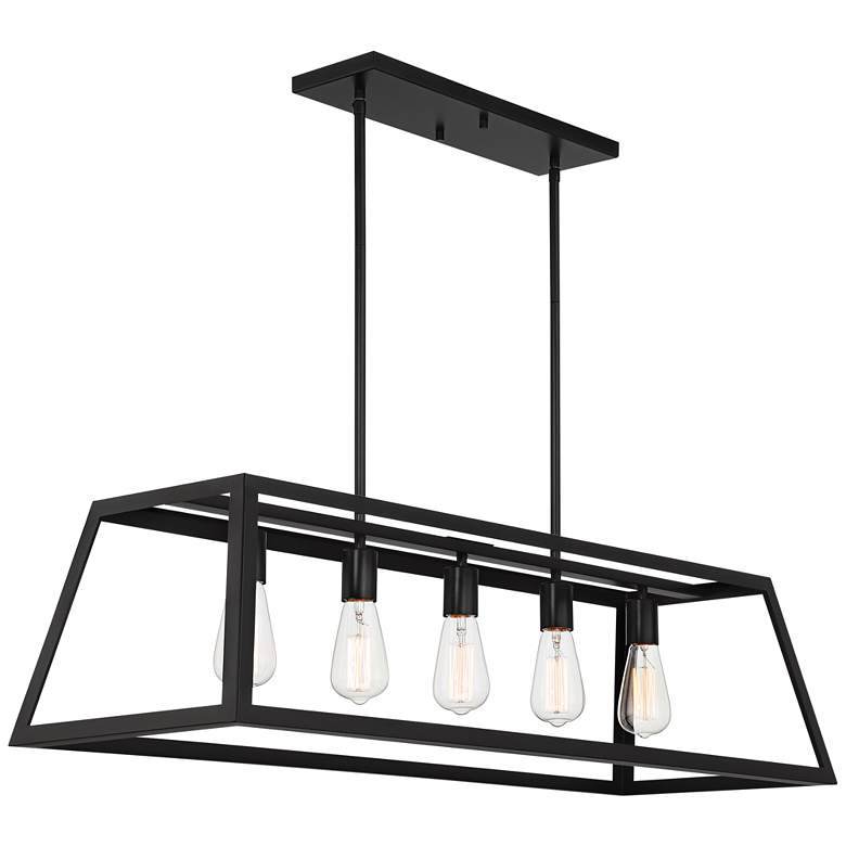 Image 6 Kadera 40" Wide Semi Gloss Black 5-Light Island Pendant more views