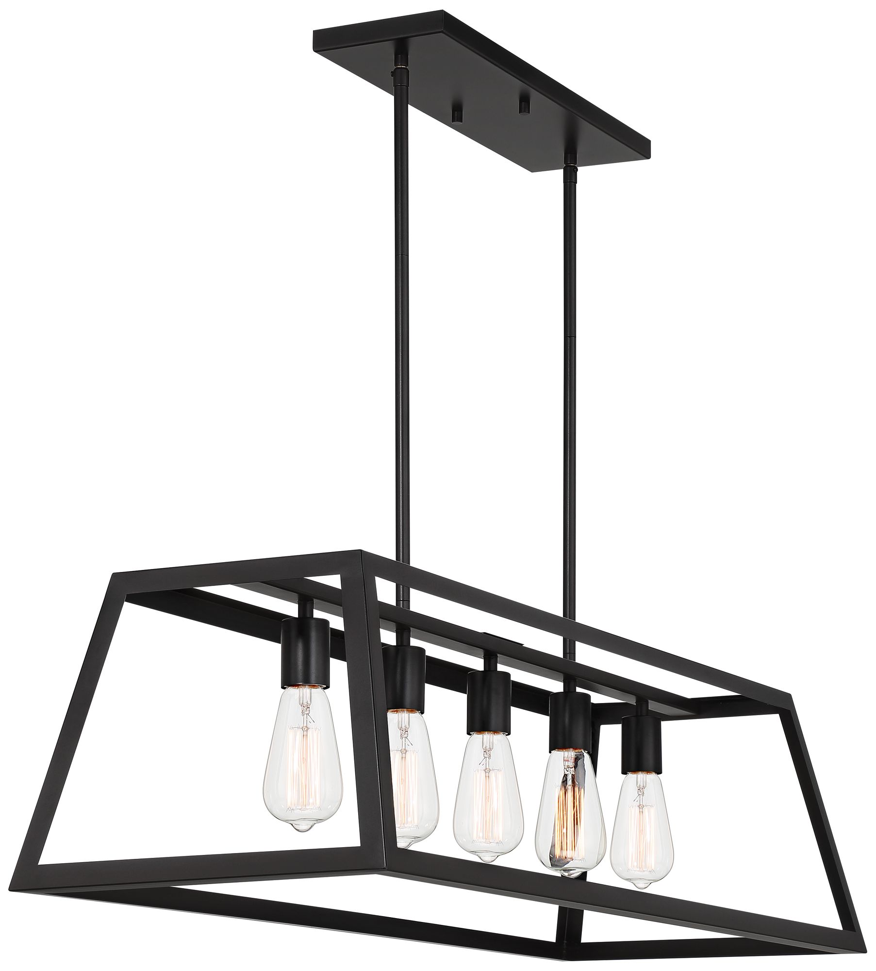 Image 7 Kadera 40" Wide Semi Gloss Black 5-Light Island Pendant more views