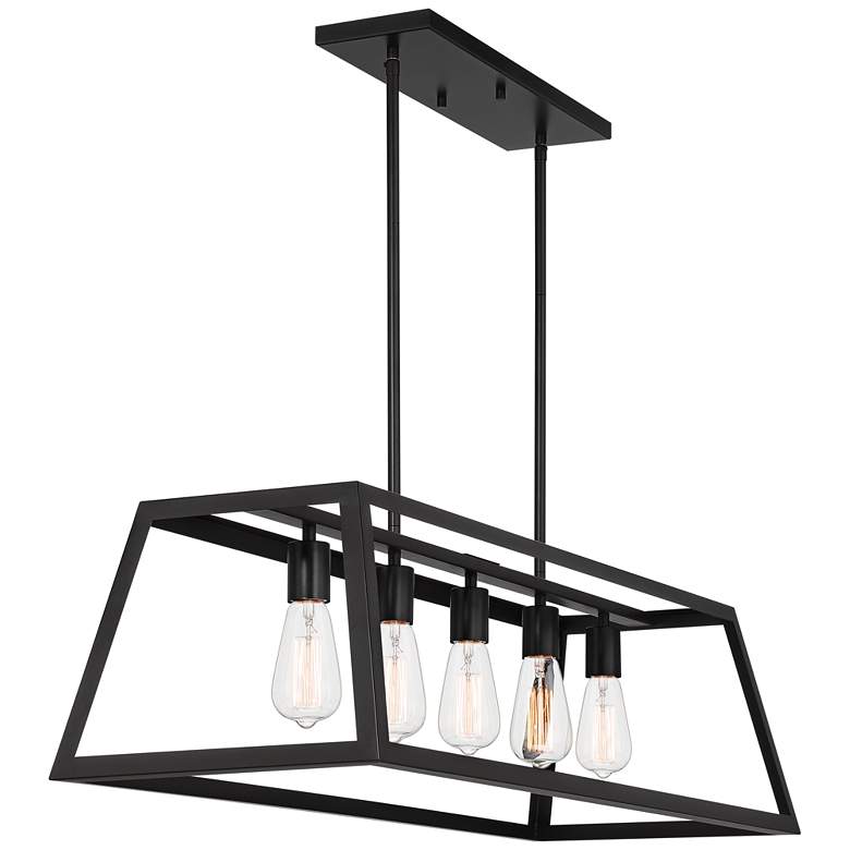 Image 7 Kadera 40" Wide Semi Gloss Black 5-Light Island Pendant more views