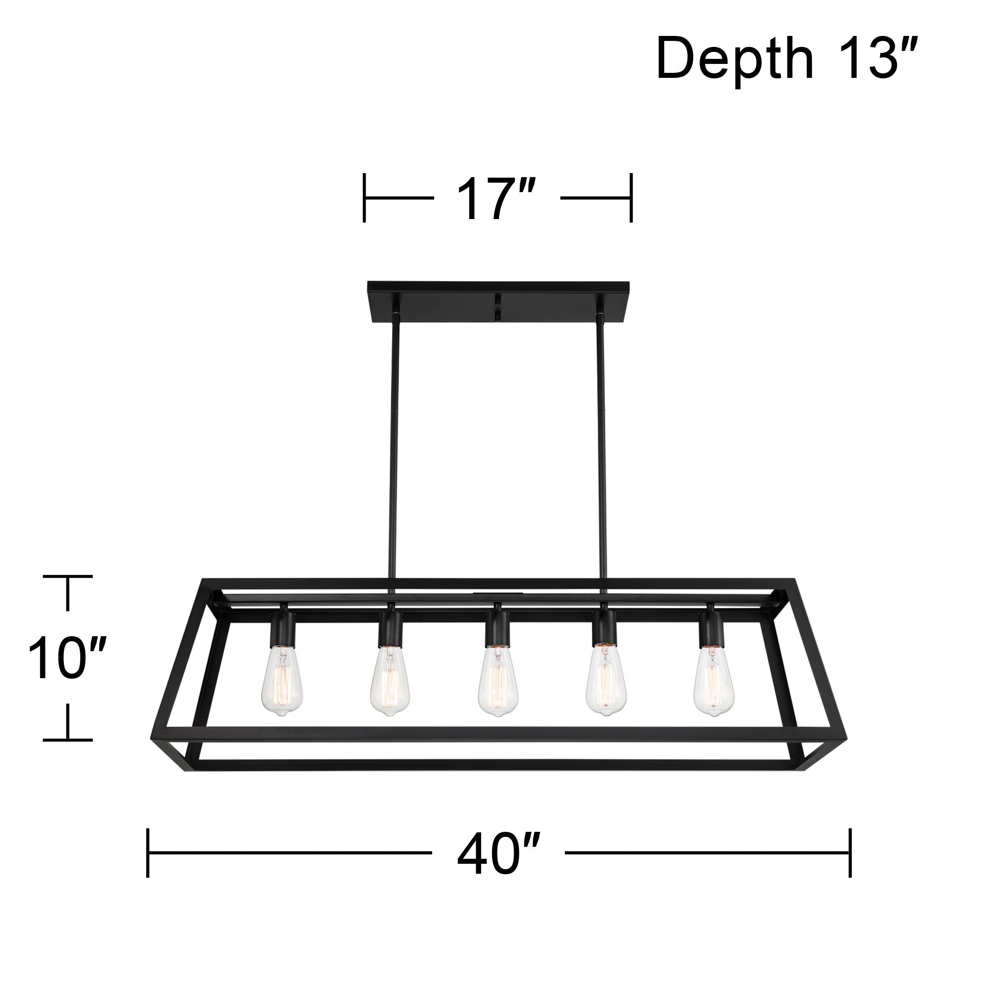 Kadera 40" Wide Semi Gloss Black 5-Light Island Pendant