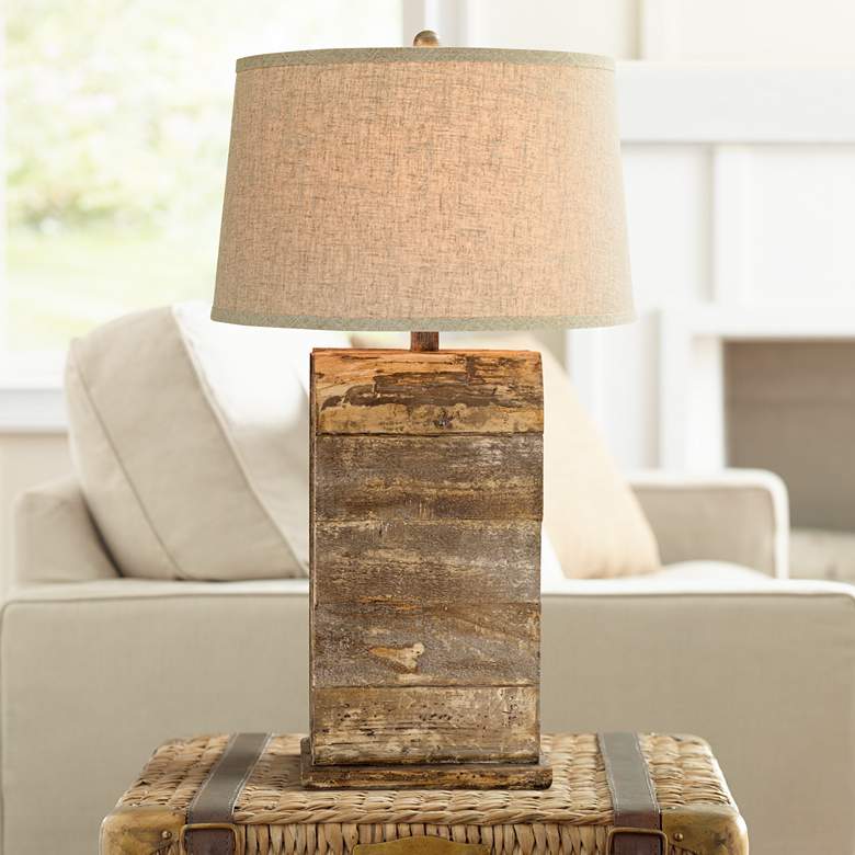 Image 1 Kadoka Wood 30 1/2 inch Handcrafted Rustic Southwest Table Lamp