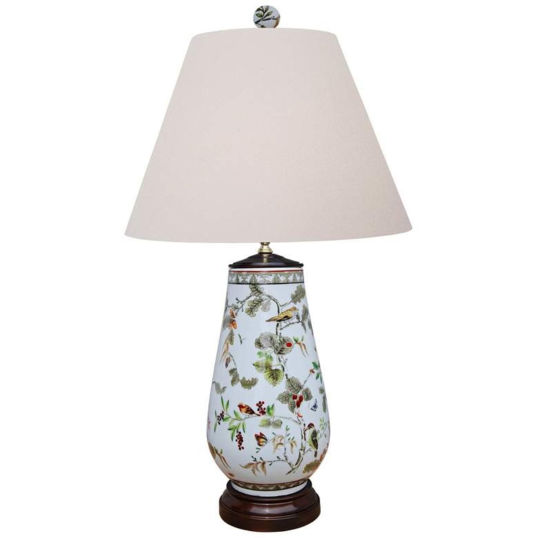 Image 2 Kaede Flowers and Birds 30 inch Multi-Color Porcelain Vase Table Lamp
