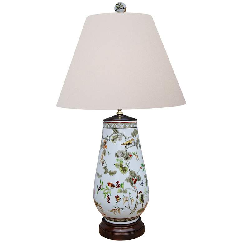 Image 2 Kaede Flowers and Birds 30" Multi-Color Porcelain Vase Table Lamp