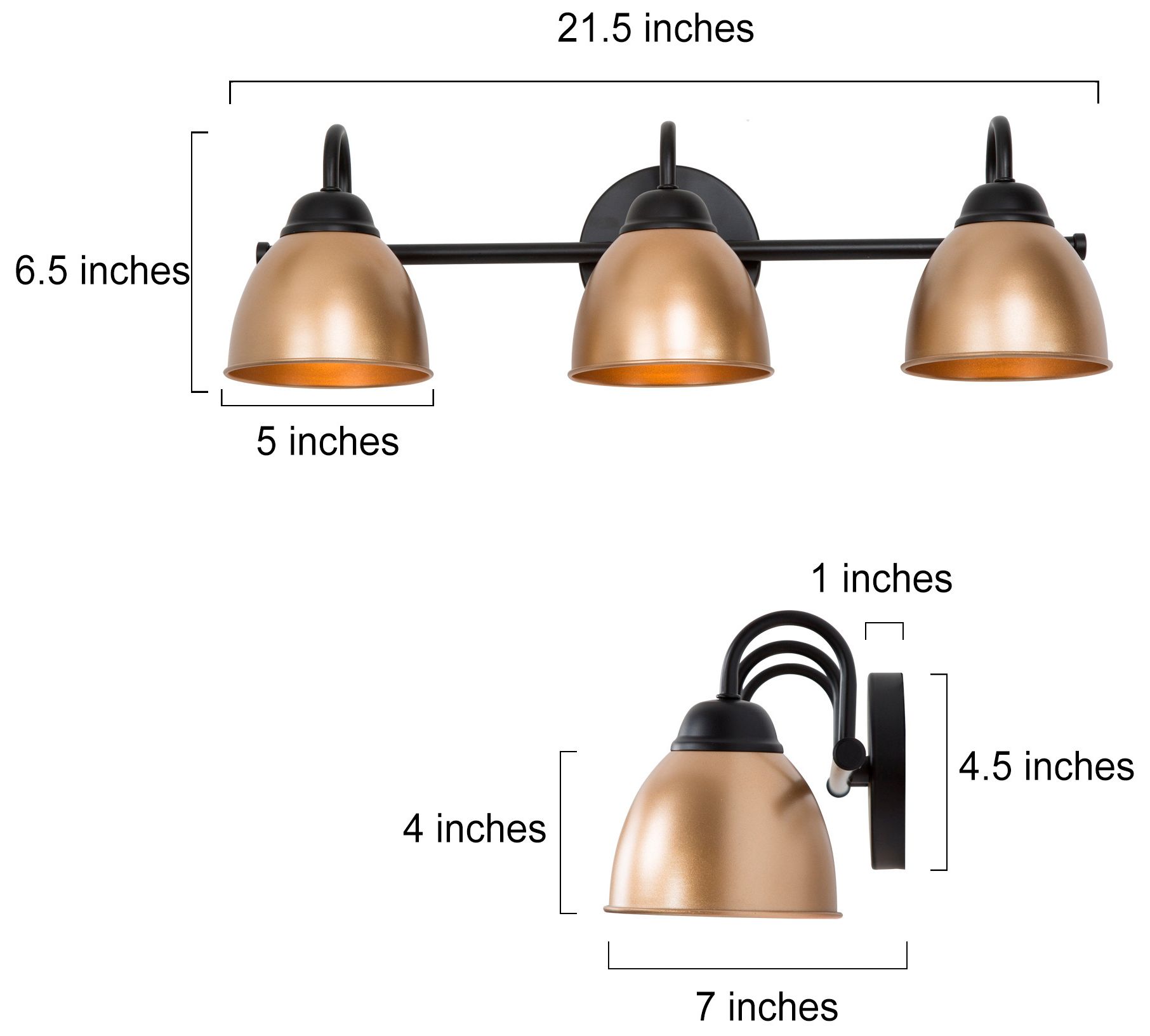 Image 2 Kael 21.3"W 3-Light Gold Metal Bathroom Vanity Light more views
