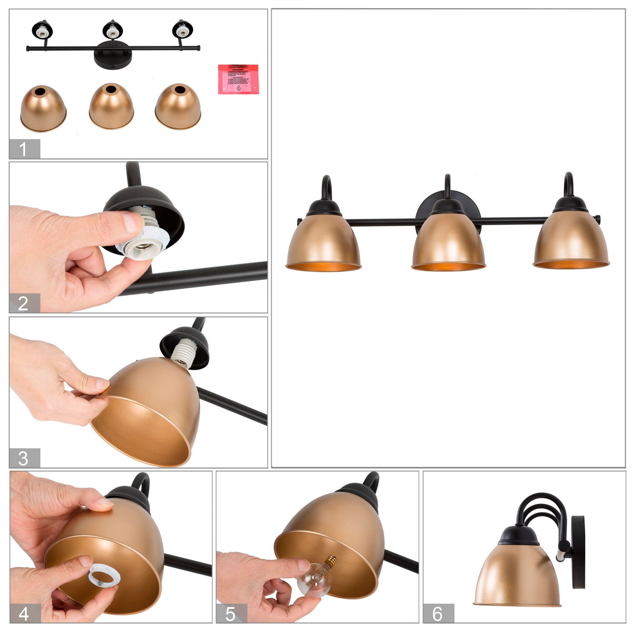 Image 5 Kael 21.3"W 3-Light Gold Metal Bathroom Vanity Light more views