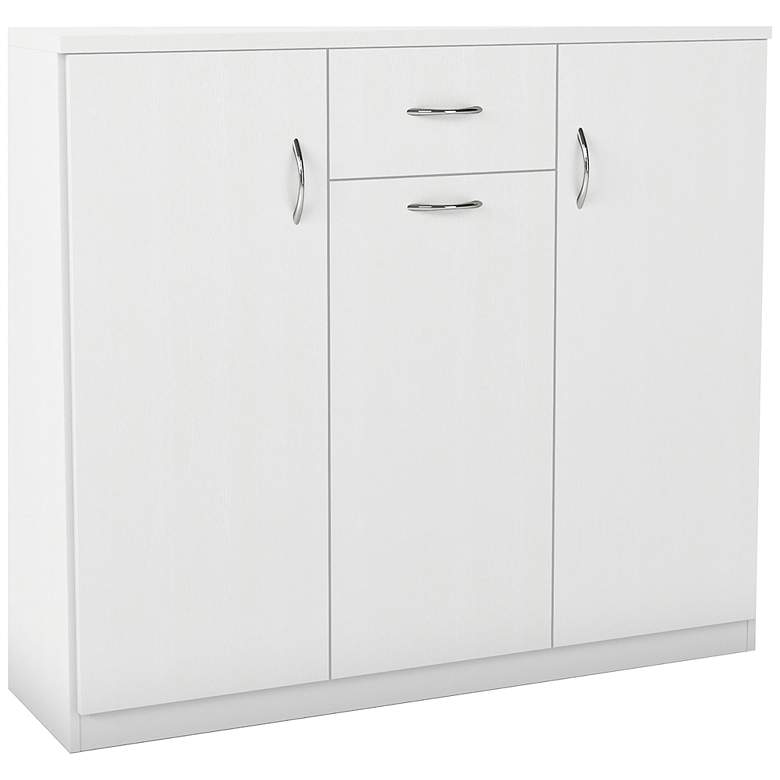 Image 2 Kael 47 1/4" Wide White Wood 10-Shelf 1-Drawer Shoe Cabinet