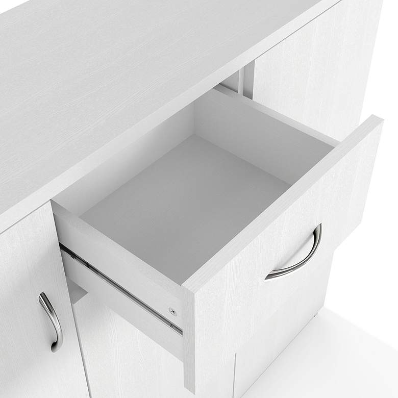 Image 3 Kael 47 1/4" Wide White Wood 10-Shelf 1-Drawer Shoe Cabinet more views