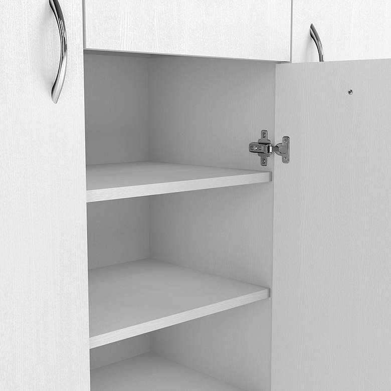 Image 4 Kael 47 1/4" Wide White Wood 10-Shelf 1-Drawer Shoe Cabinet more views
