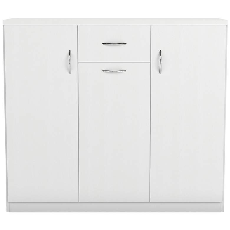 Image 6 Kael 47 1/4" Wide White Wood 10-Shelf 1-Drawer Shoe Cabinet more views