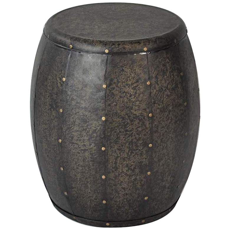 Image 1 Kagen 17" Wide Antiqued Cirque Bronze Drum Accent Table