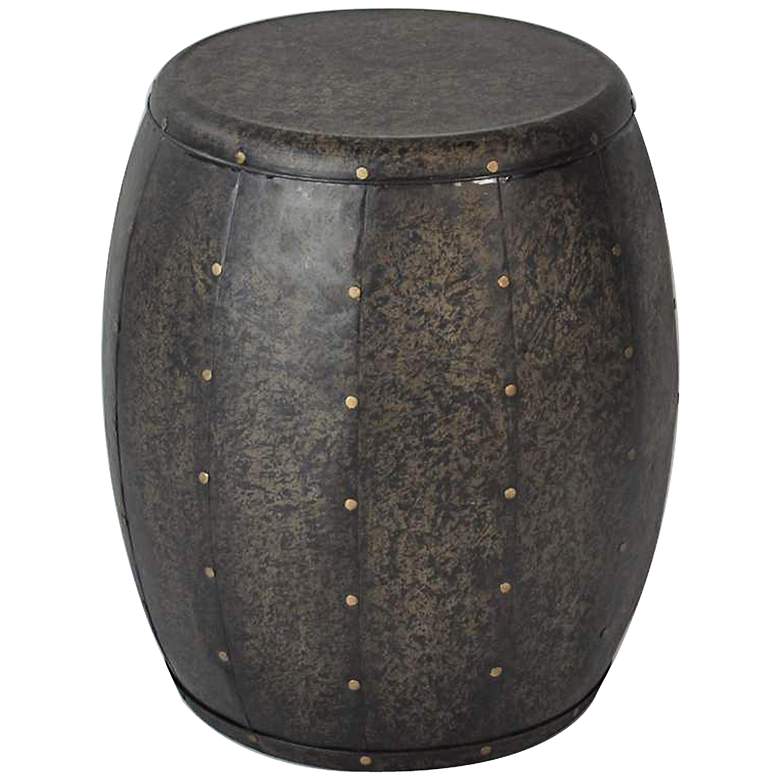 Image 1 Kagen 17 inch Wide Antiqued Cirque Bronze Drum Accent Table