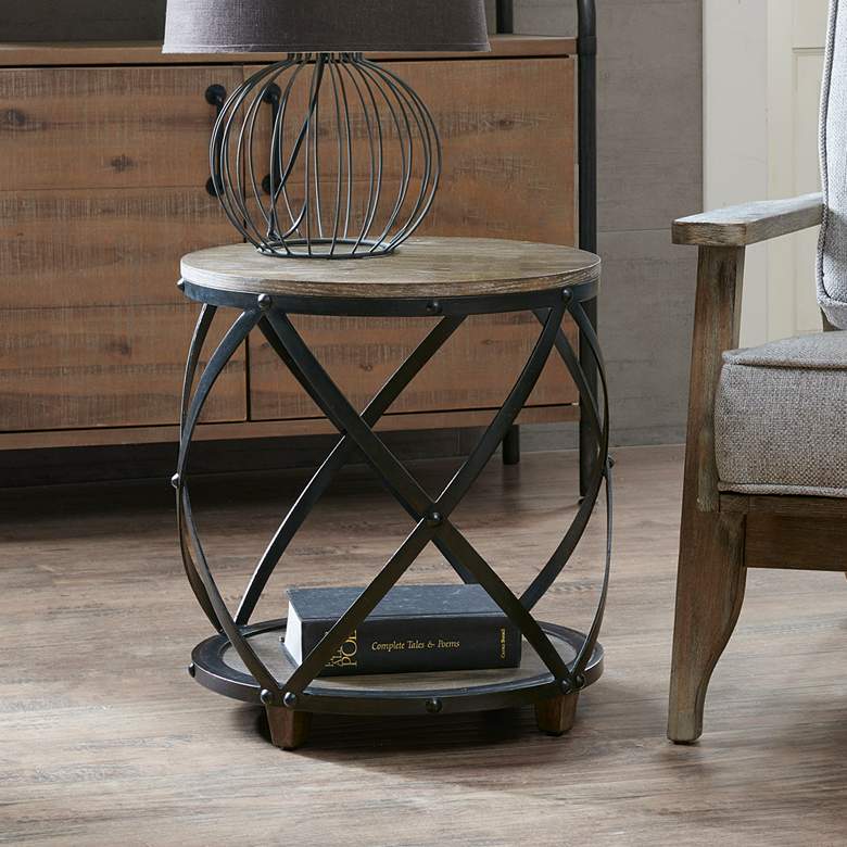 Image 1 Kagen 18" Wide Antique Bronze 1-Shelf Round Accent Table