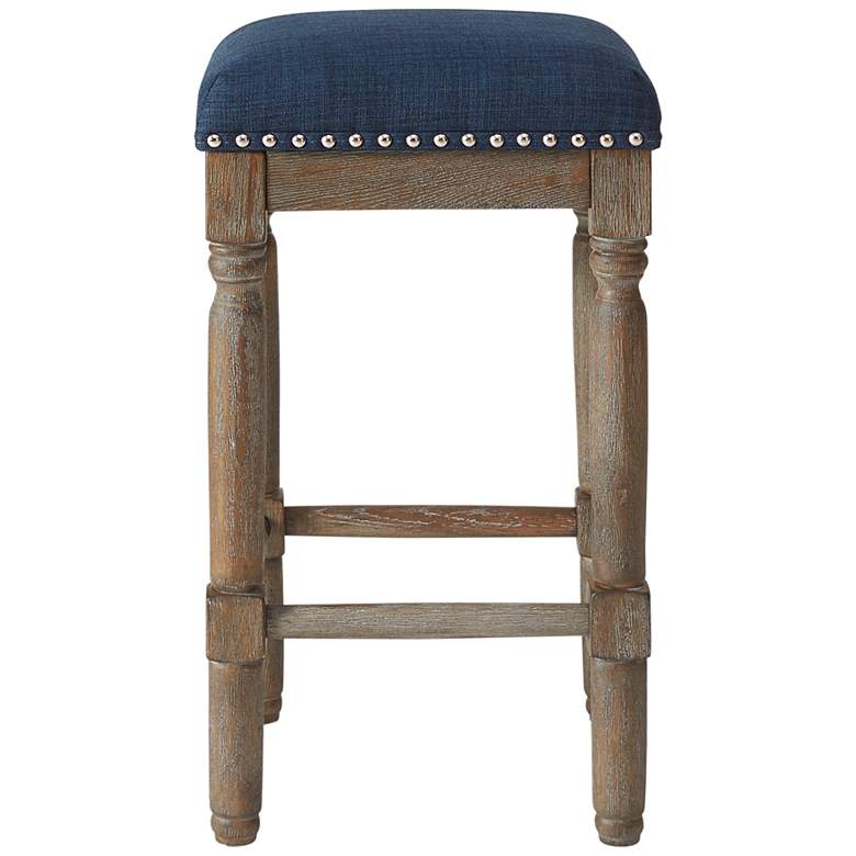 Image 2 Kagen 26" Navy Fabric Counter Stools Set of 2 more views
