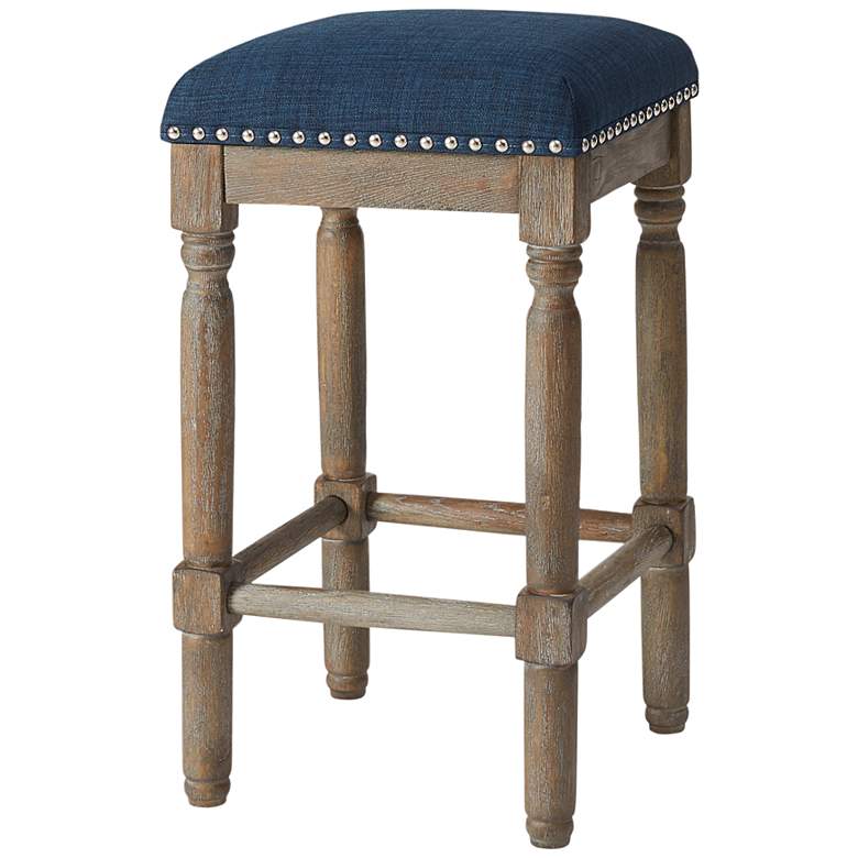 Image 3 Kagen 26" Navy Fabric Counter Stools Set of 2 more views