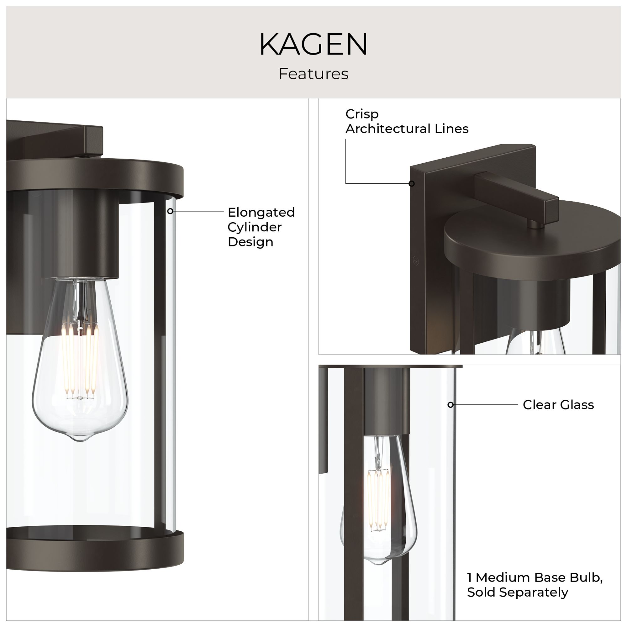 Kagen Extra Large Outdoor Wall Light with Clear Glass Panels